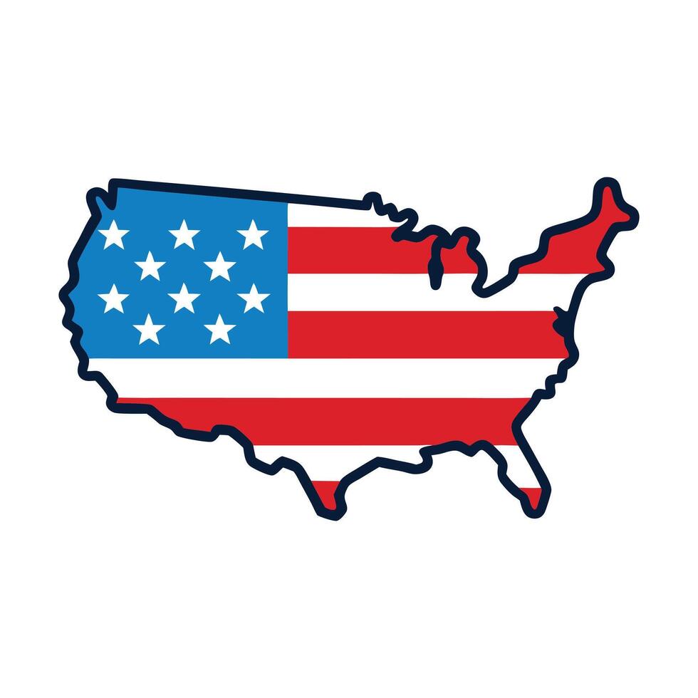 the usa map with the American flag vector