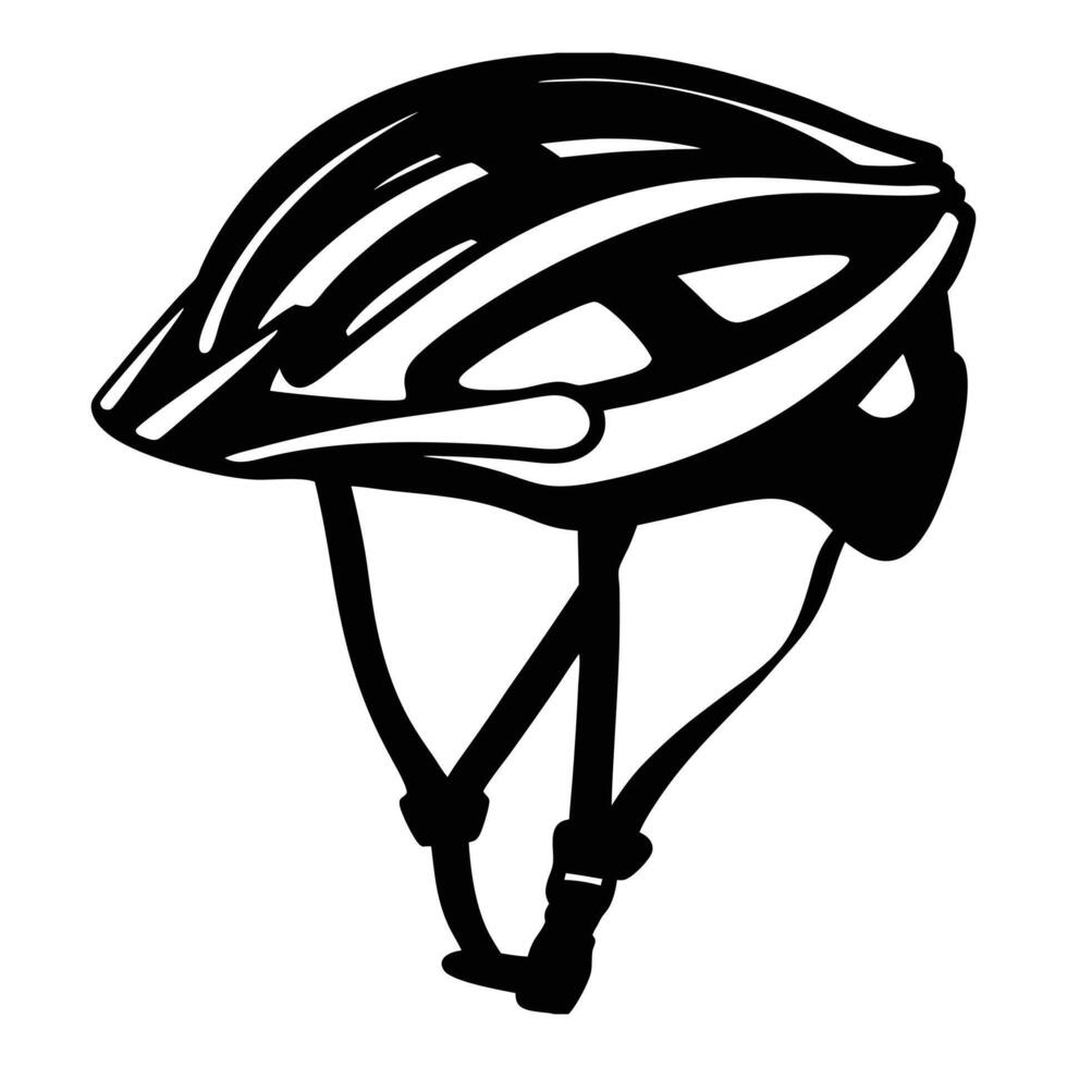 a black and white illustration of a bicycle helmet white background. vector