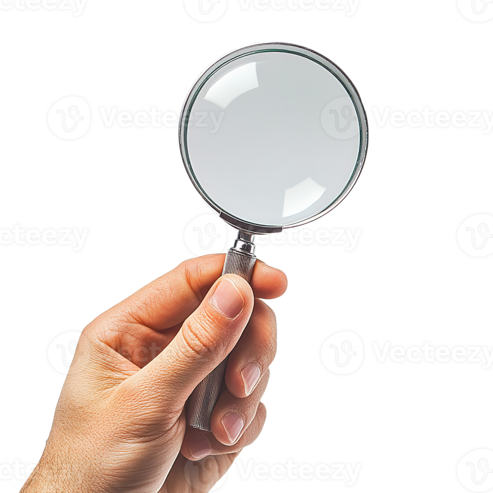 Hand Holding Magnifying Magnifier Glass Isolated on Transparent Background png
