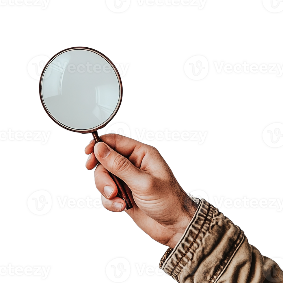 Hand Holding Magnifying Glass Isolated at Transparent Background png