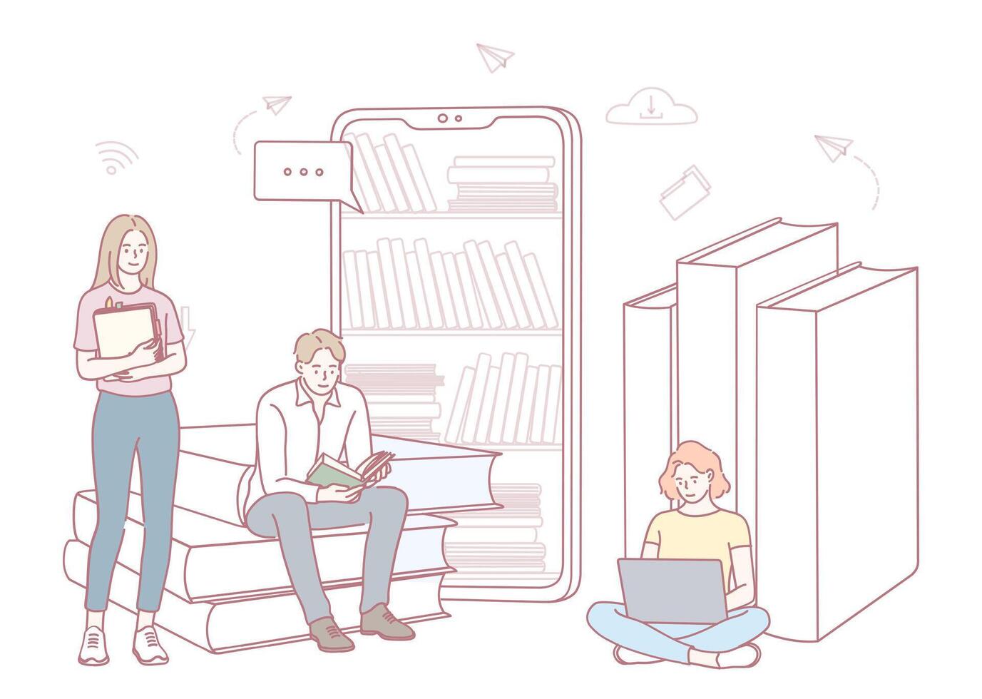 Integrating Digital Learning and Reading highlights the need to balance Tradition and Technology vector