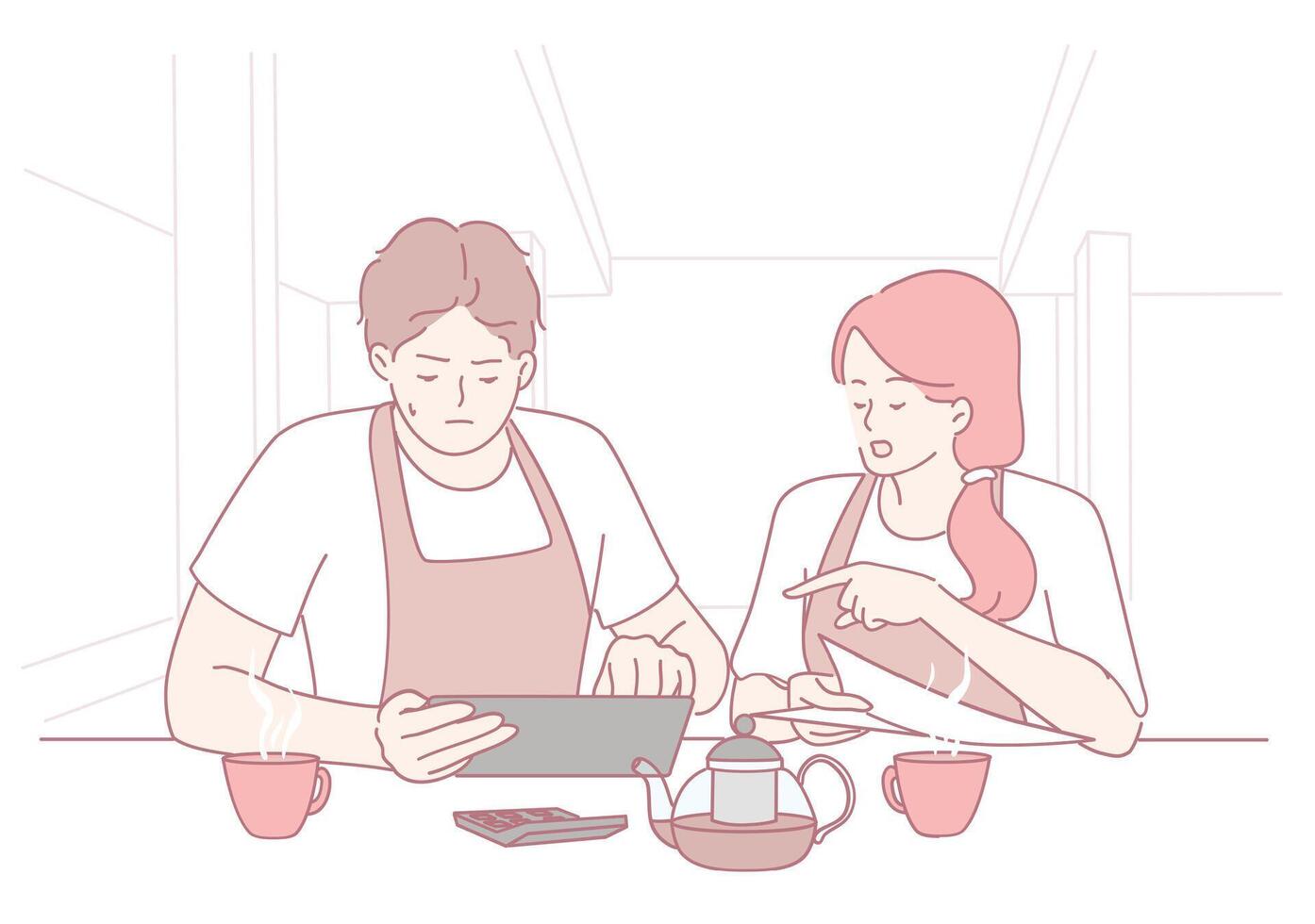 Engaging in Collaborative Coffee Shop Discussions Enhanced with Digital Tools for Interaction vector