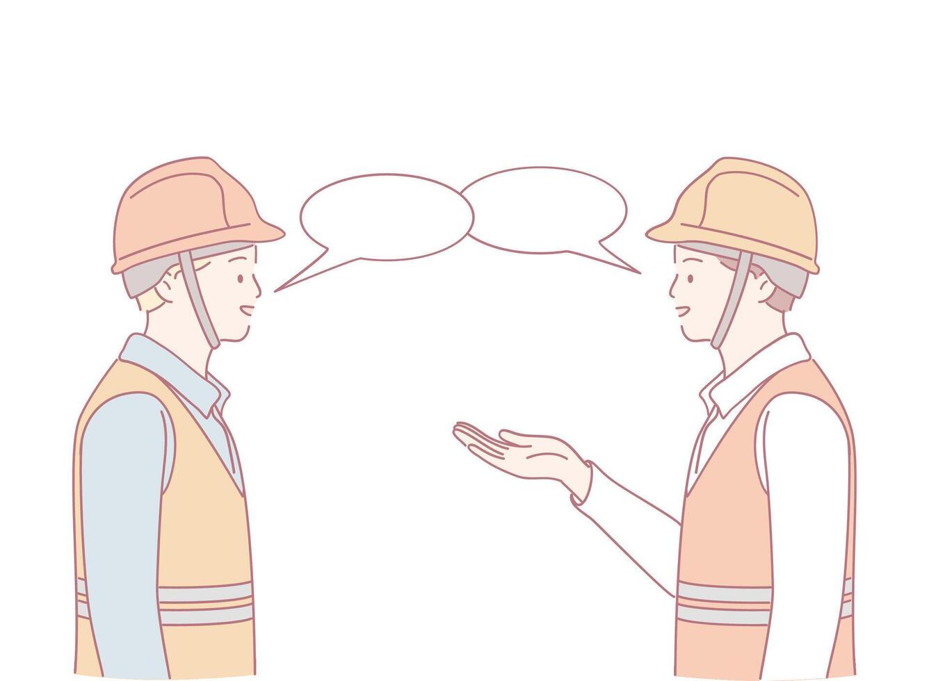 Construction Workers Engaged in a Detailed Discussion About Their Project Plans and Ideas vector