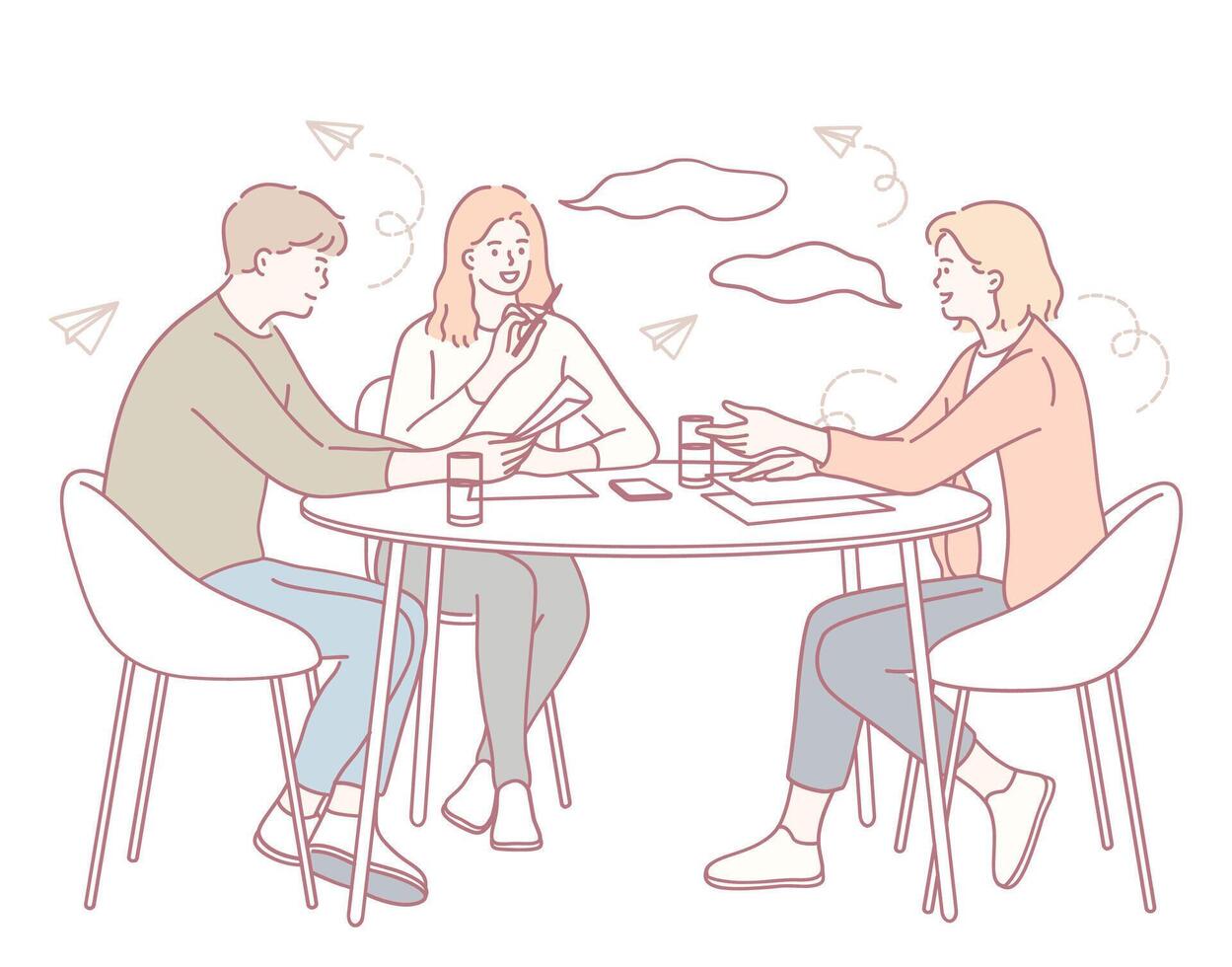 Engaging in a Collaborative Brainstorming Session with a Diverse Group of Team Members vector
