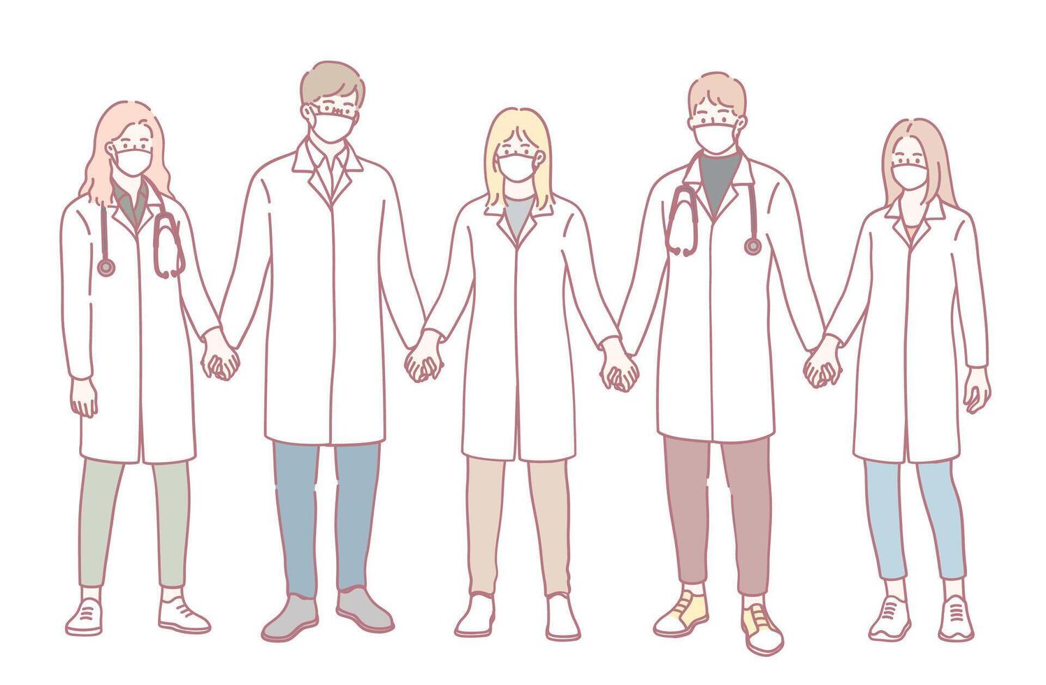 A Diverse Healthcare Team Fully Supporting Each Other in Their Daily Efforts Together in Unity vector