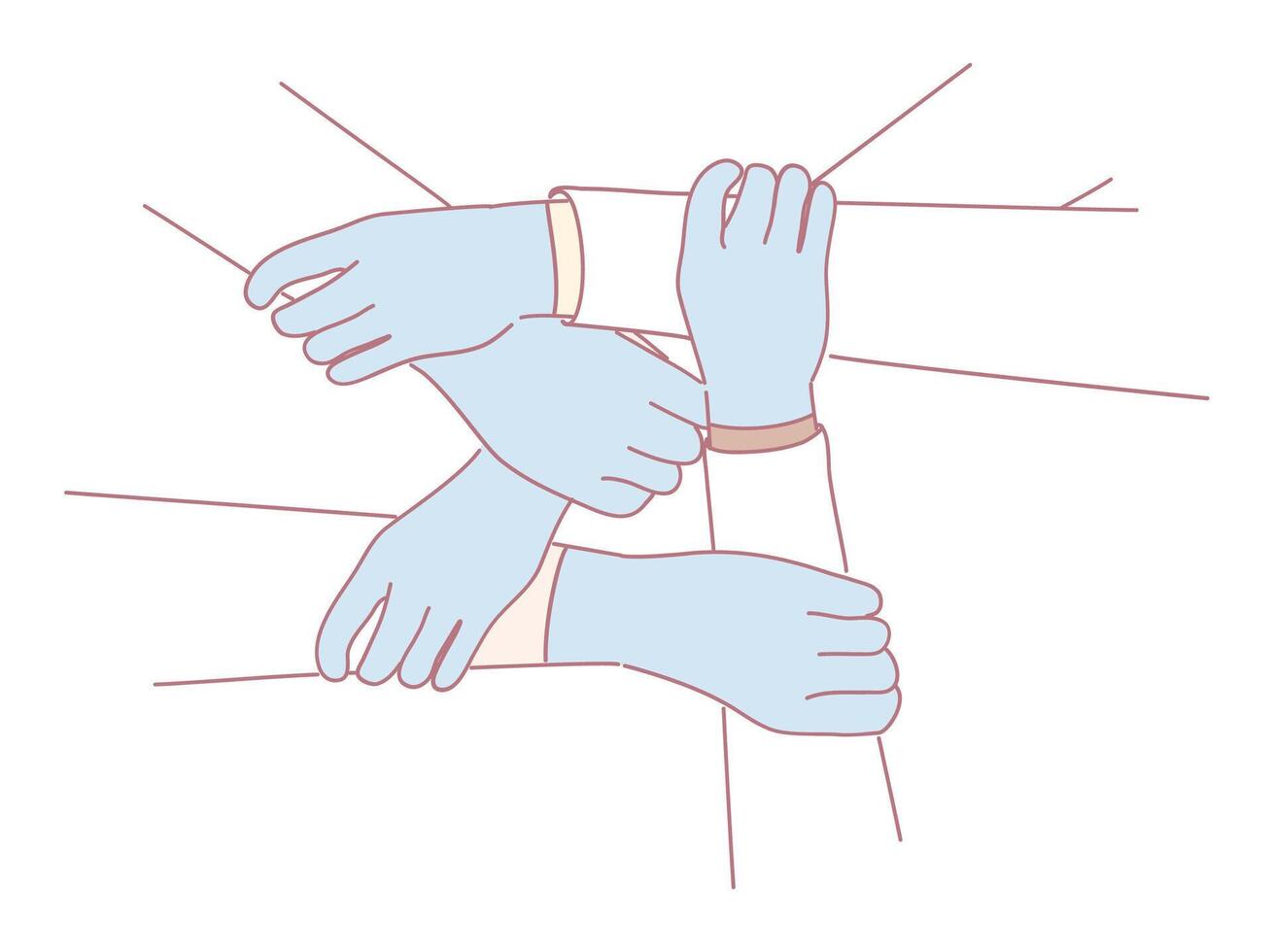 Collaboration and Unity in Healthcare Symbolic Hands Embracing and Supporting the Community vector