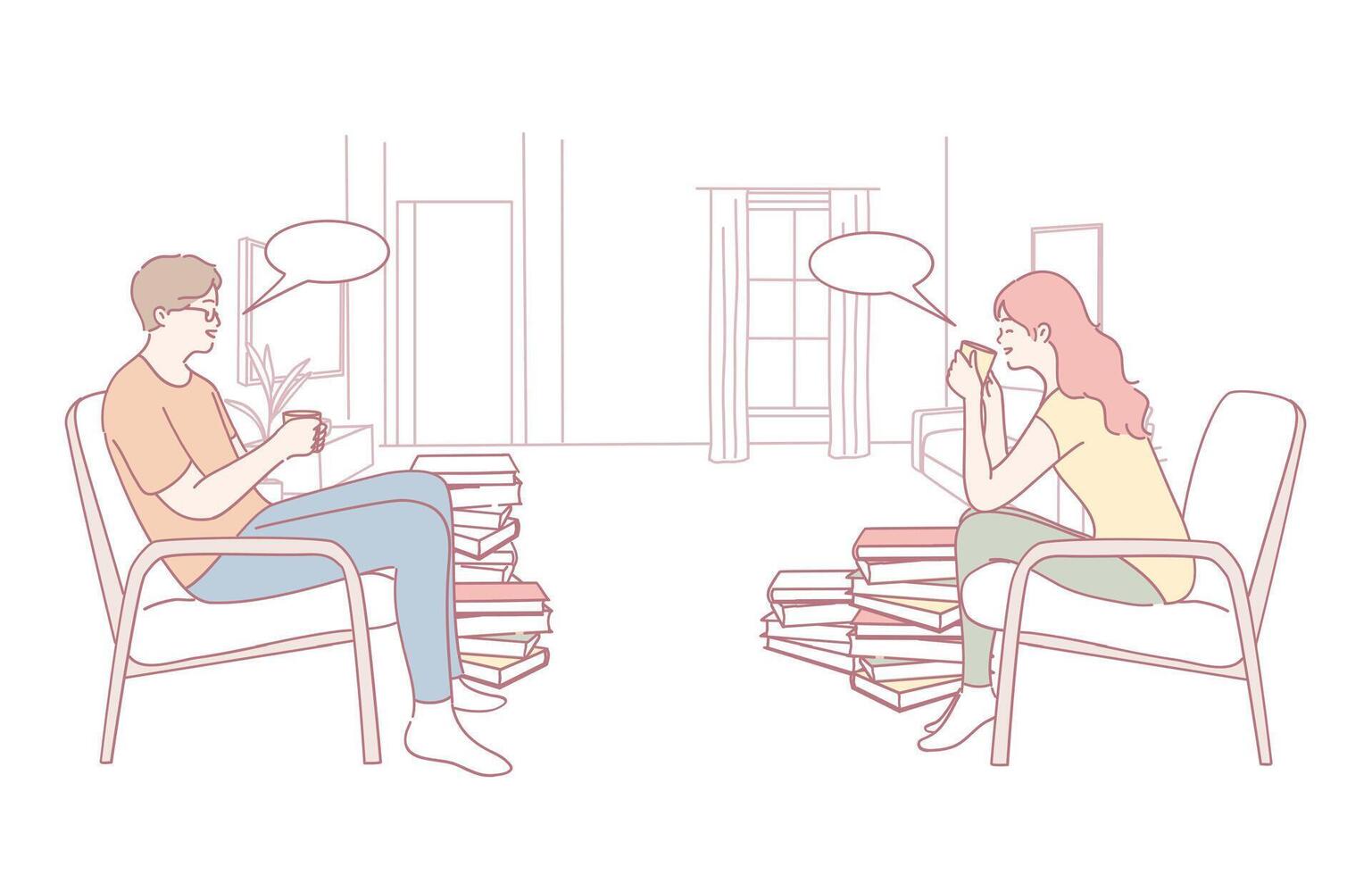 Engaging in Deep Conversations in a Contemporary Library Environment with Comfort and Style vector