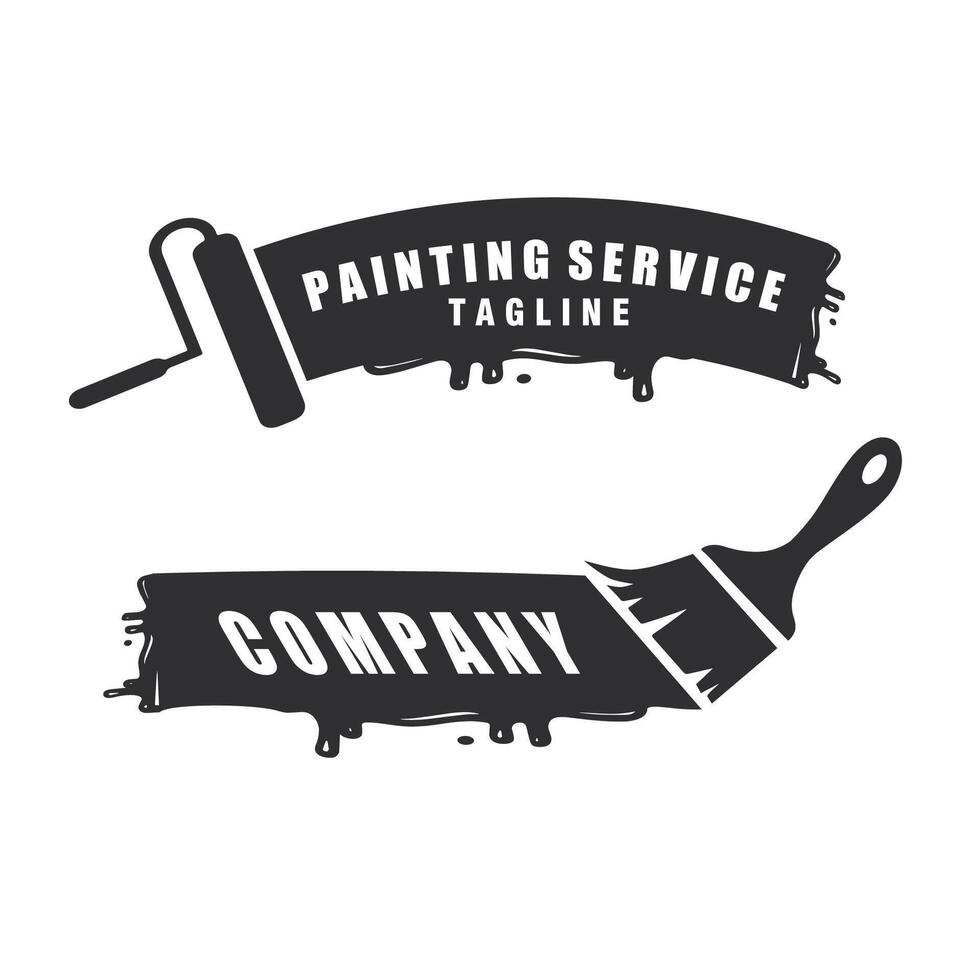 Painting brush with roller, brush and creative element logo design template illustration vector