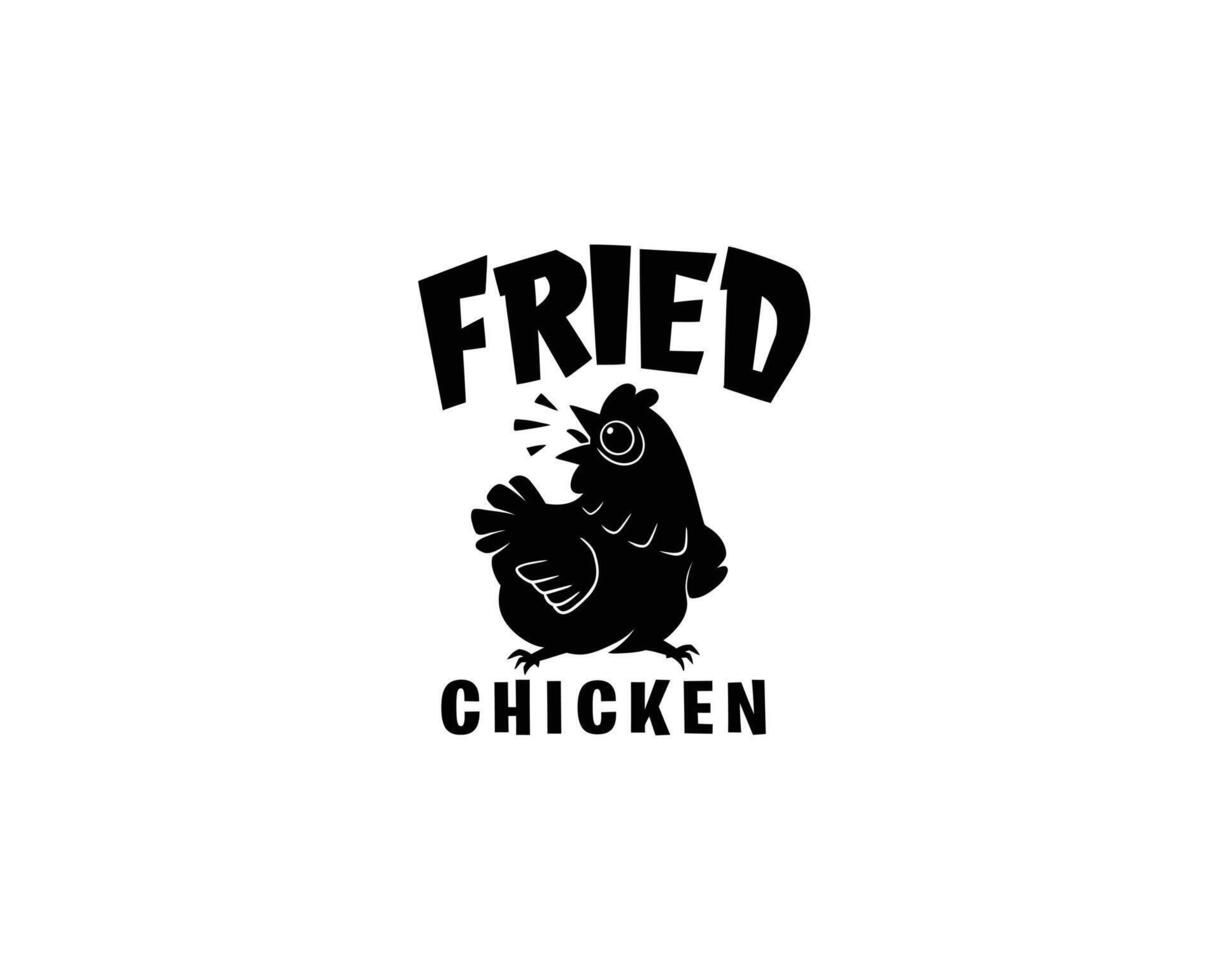 Monochrome logo typography fried chicken vector