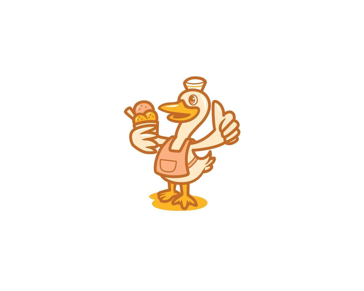 goose chef makes ice cream logo vector