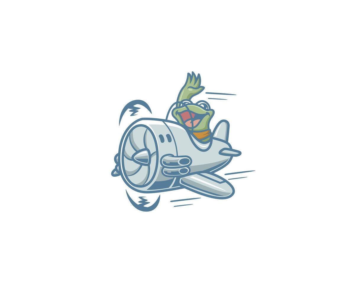 frog driving an aircraft logo vector