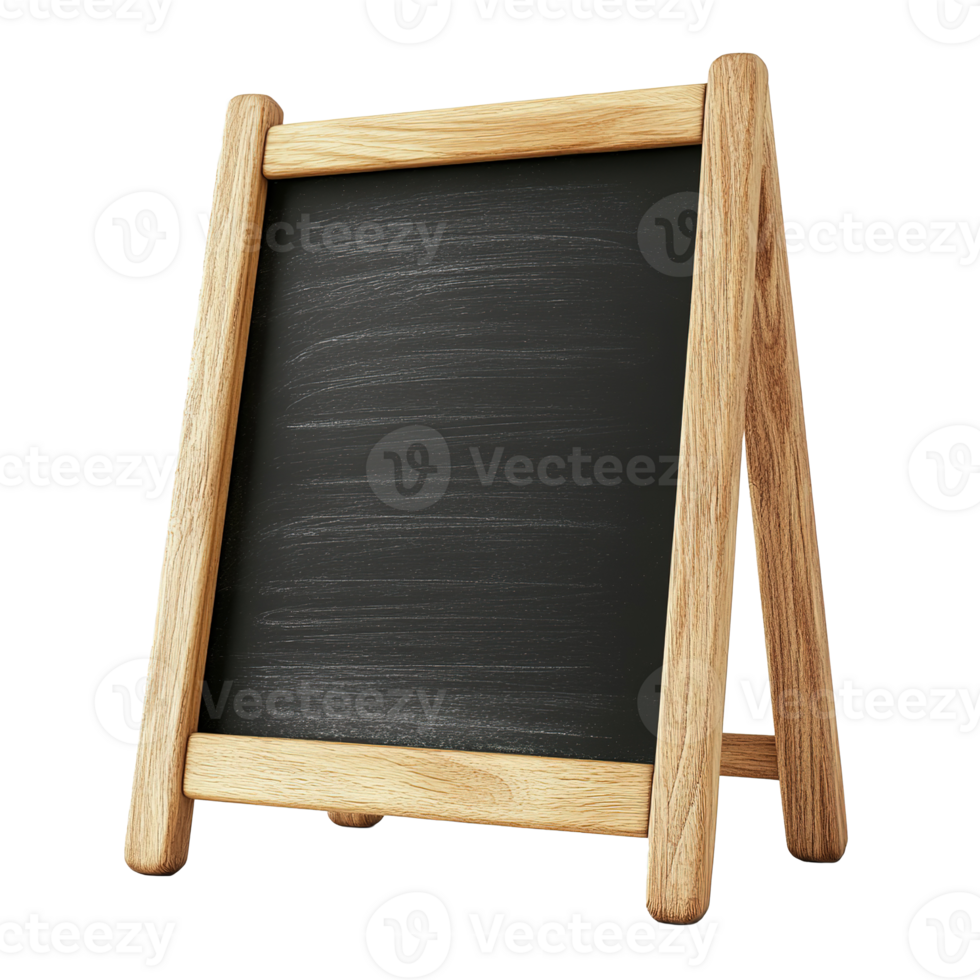 Wooden Framed Blackboard Sign with Blank Surface for Writing Messages, Menus, Advertisements Isolated on Transparent Background png