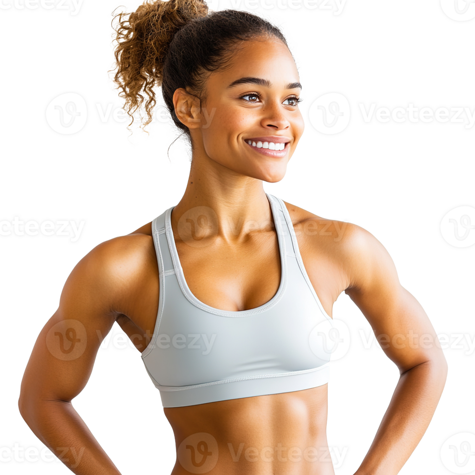 Energetic Woman Running in Athletic Outfit, Happy and Healthy, at Transparent Background png