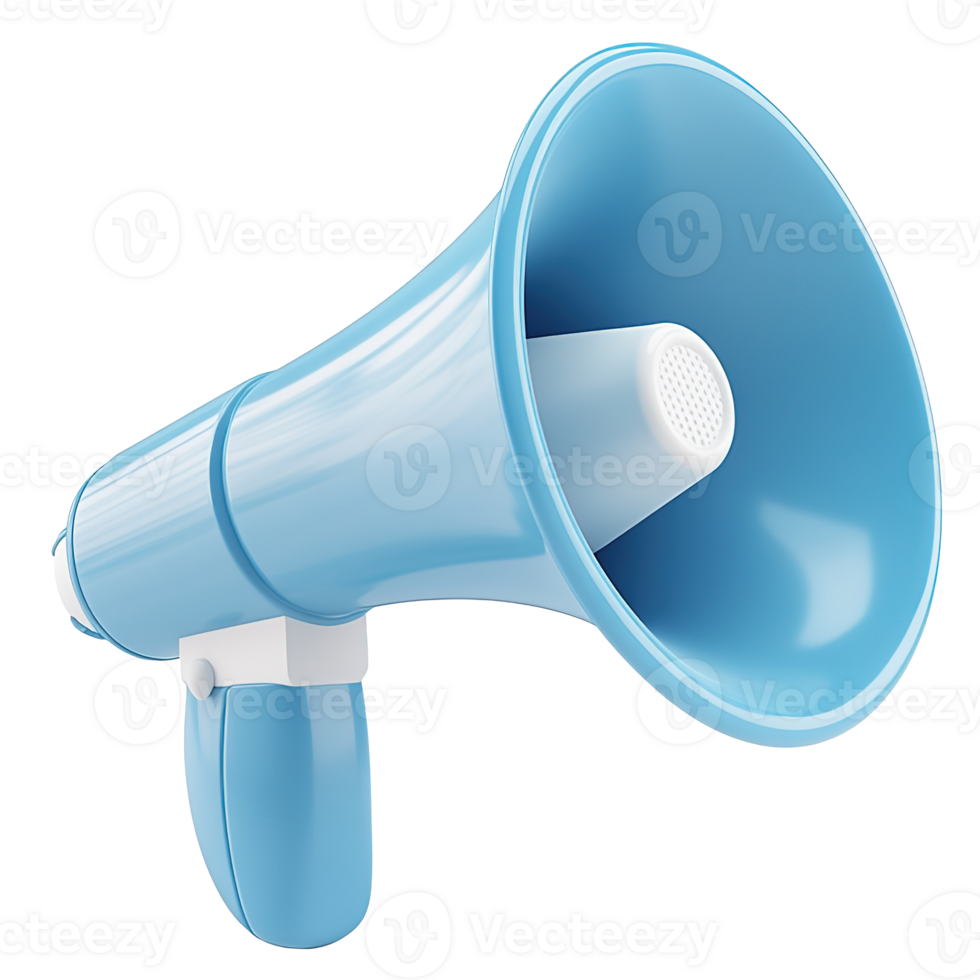 Blue Megaphone Bullhorn Loudspeaker for Promotion and Public Announcement Isolated on Transparent Background png