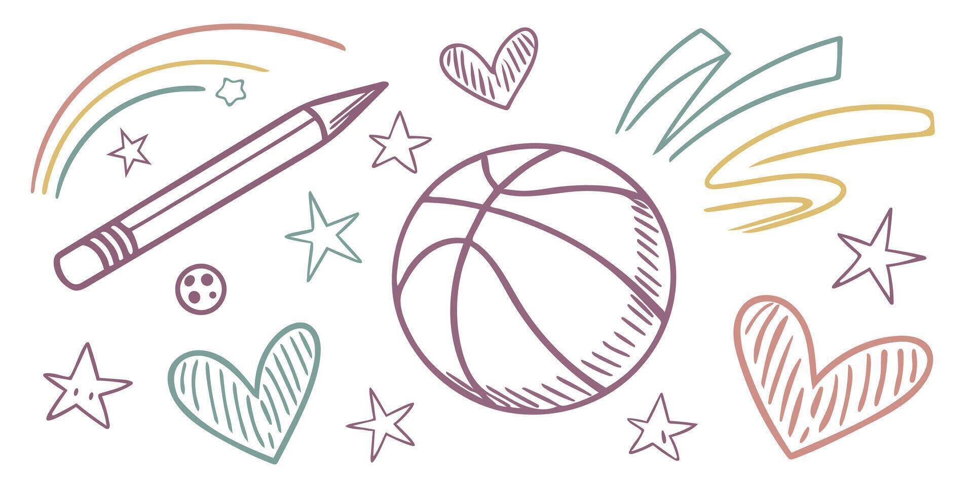 Vibrant crayon strokes, glittery stars, and doodled arrows turn the page into a magical canvas for creative young souls vector