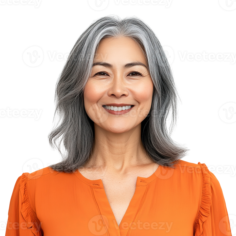 Beautiful Old Lady Woman with Blouse and Smile Isolated on the Transparent Background png
