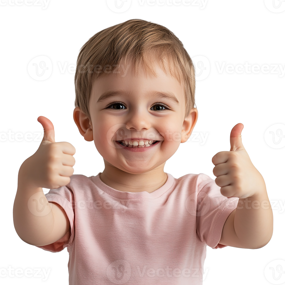 Cheerful Kid Giving Thumbs Up, Smiling Isolated at Transparent Background png