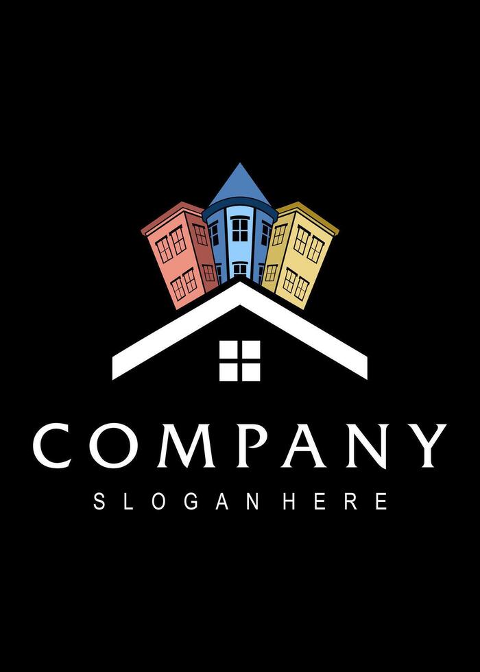 apartment house idea logo design vector