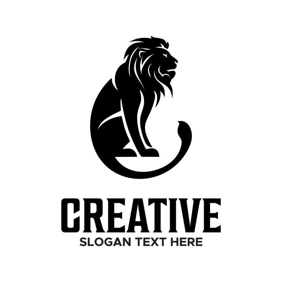 lion pose idea logo design vector