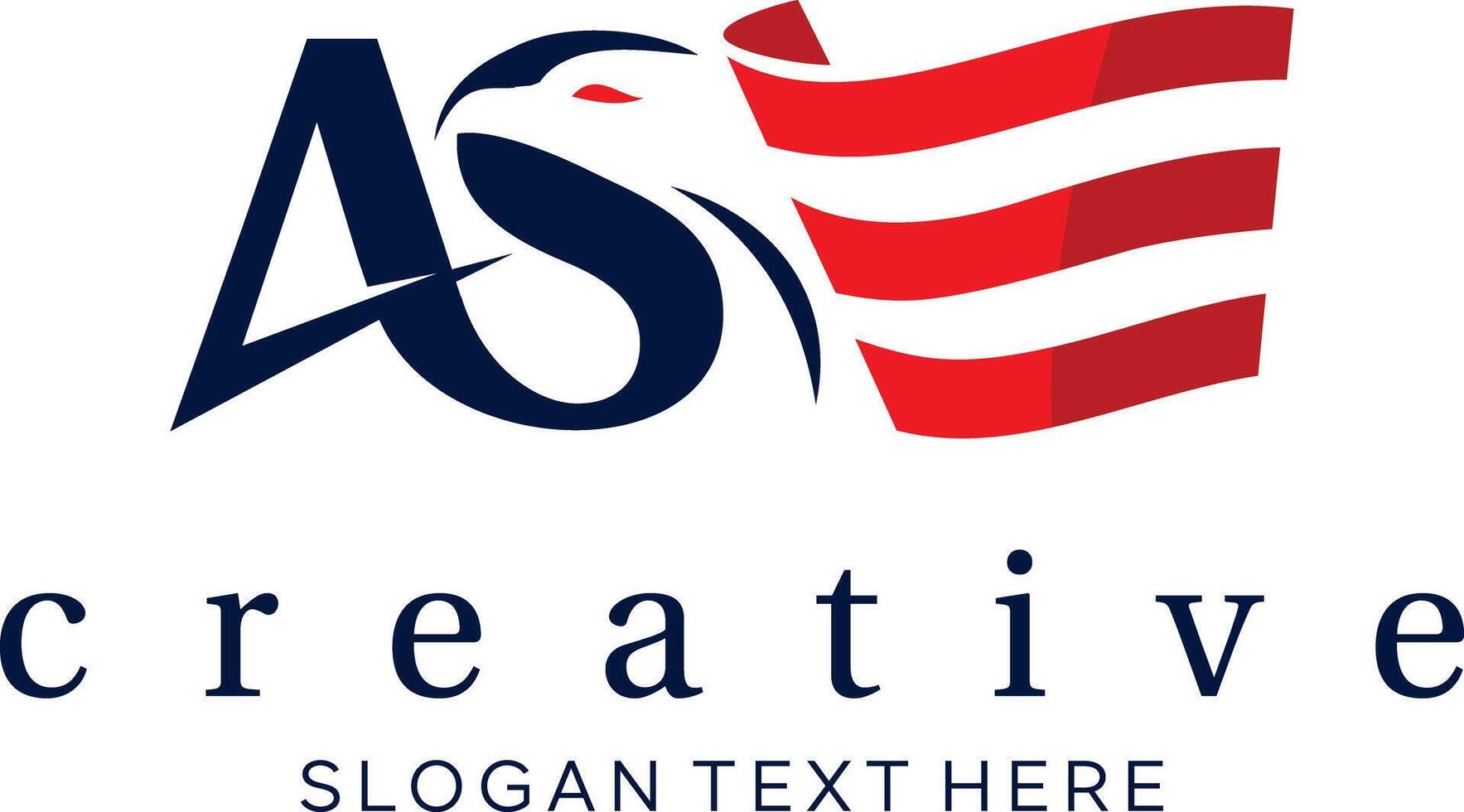 initial AS with eagle flag idea logo design vector