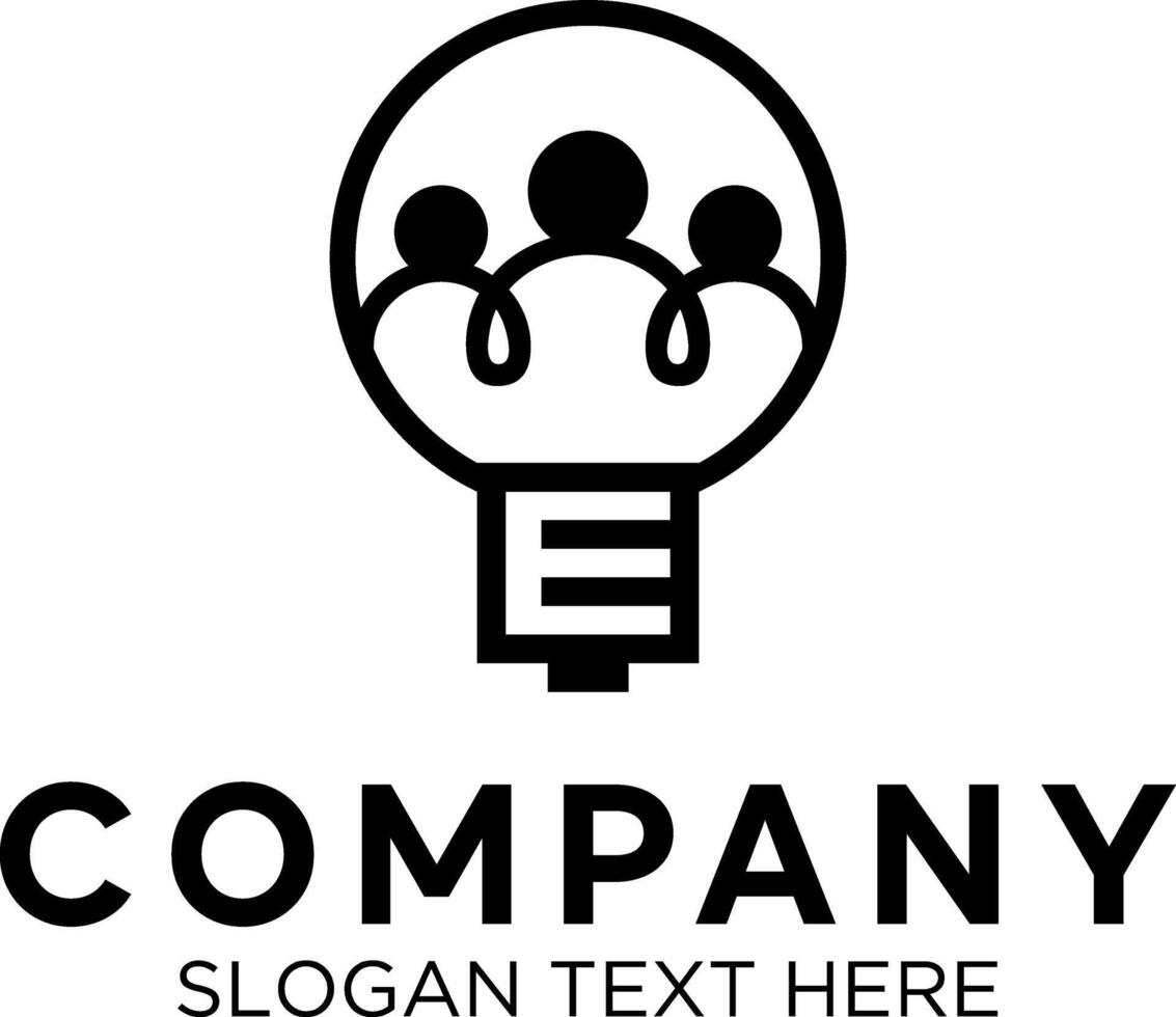 lamp energy people idea logo design vector