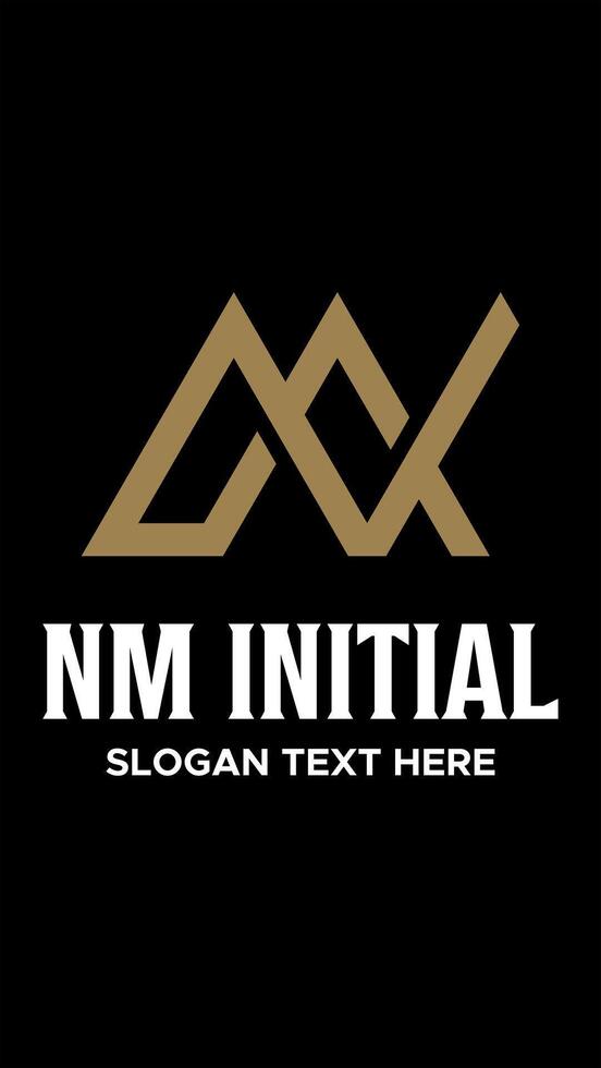 initial nm gold idea logo design vector