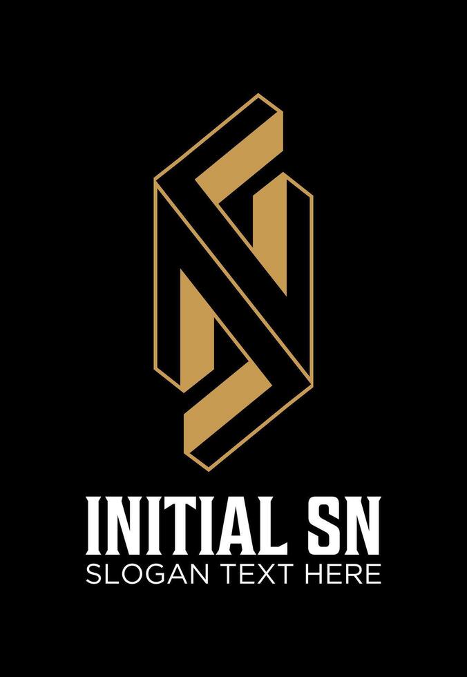 initial SN gold idea logo design vector