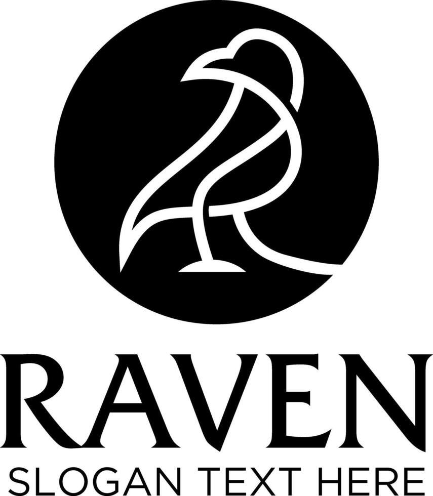 initial raven black idea logo design vector