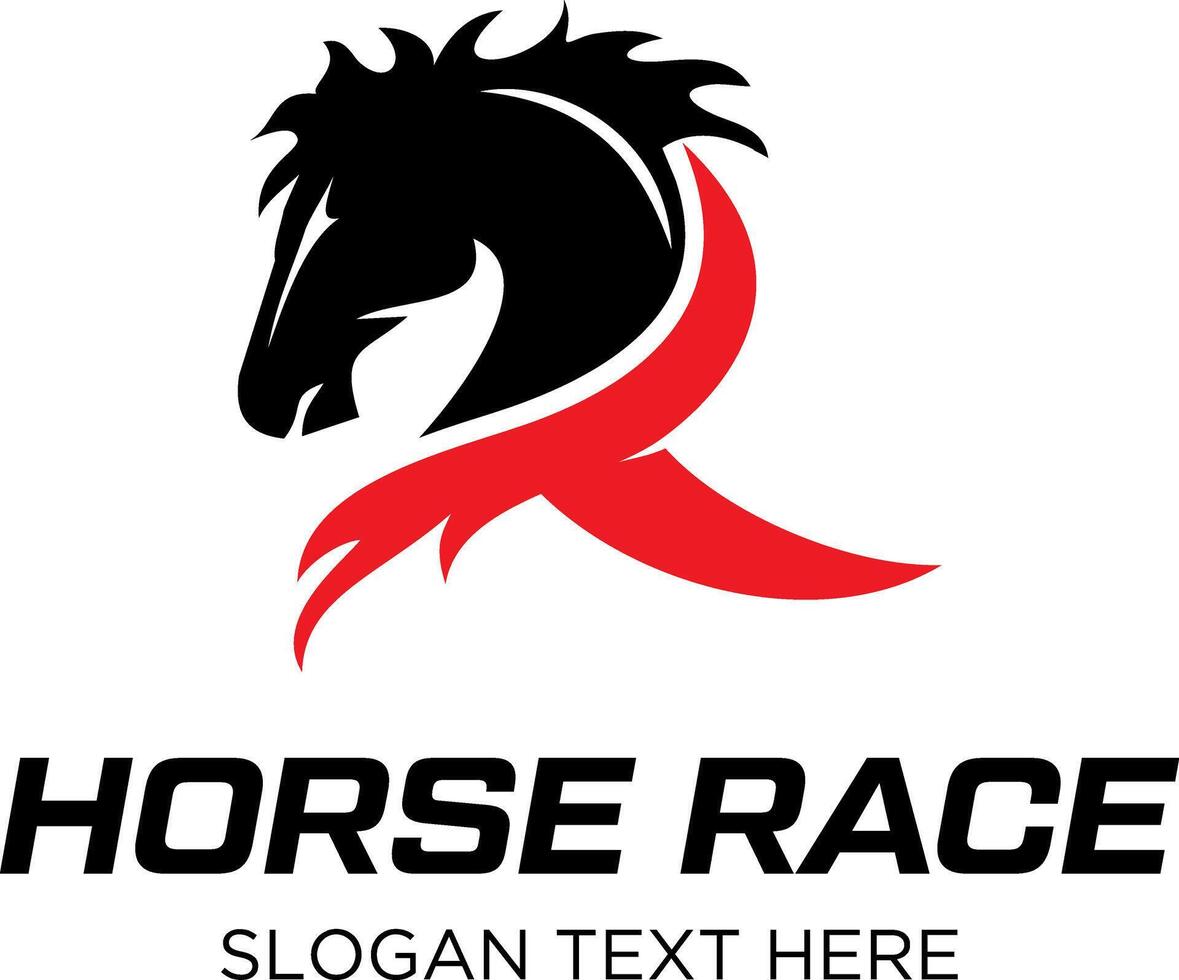 initial r with horse idea logo design vector