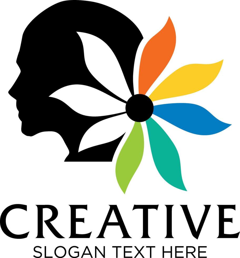 windmill head idea logo design vector