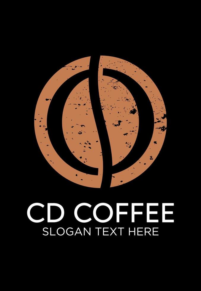 initial cd with coffee idea logo design vector