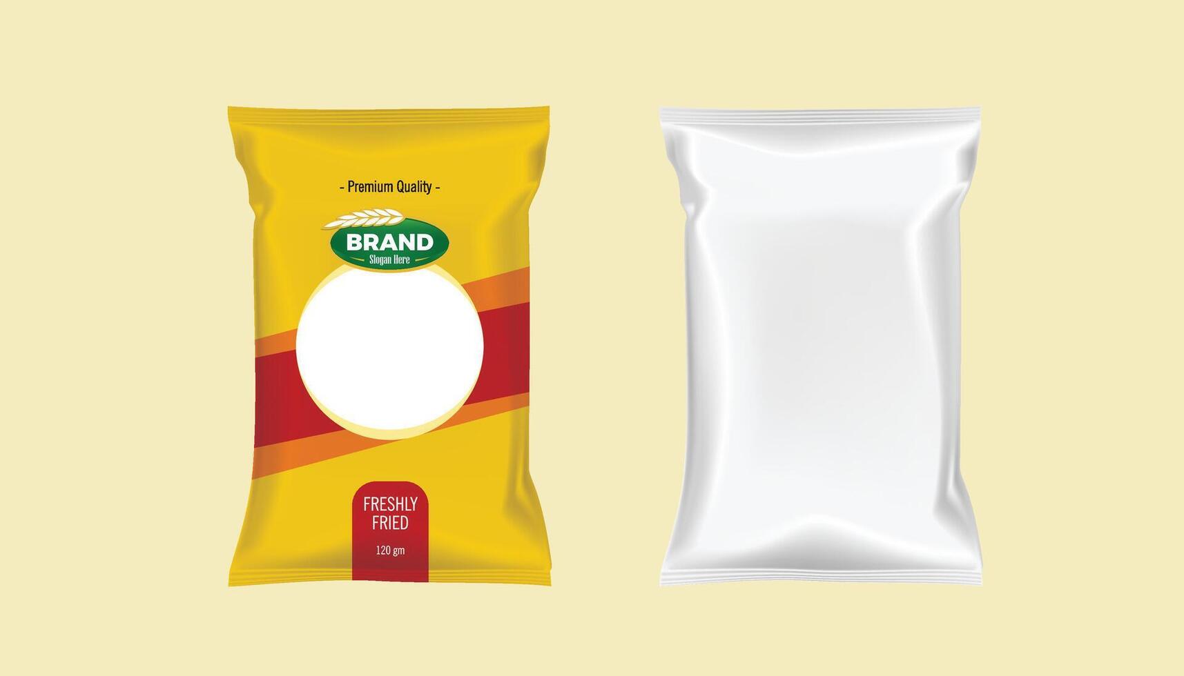 Chips Wrapper Mockup and design with brand logo vector