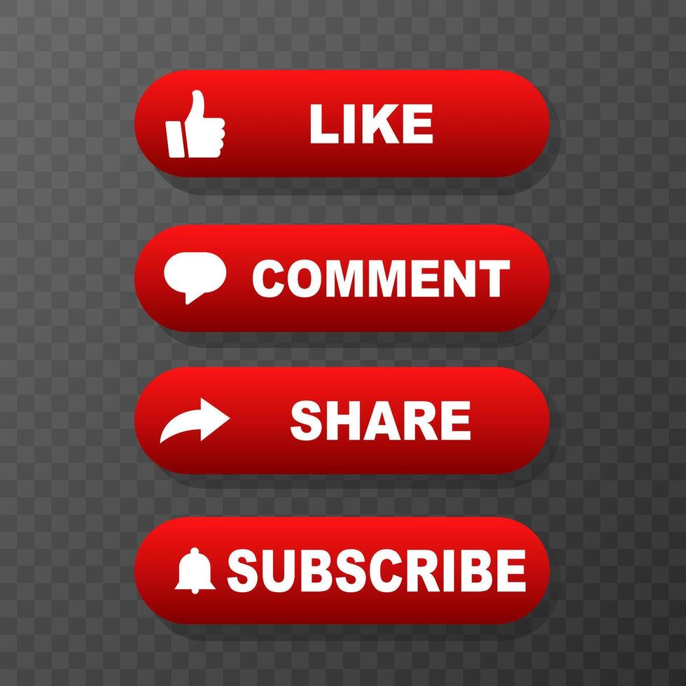 Like, share, comment, subscribe and share button icon illustration. vector