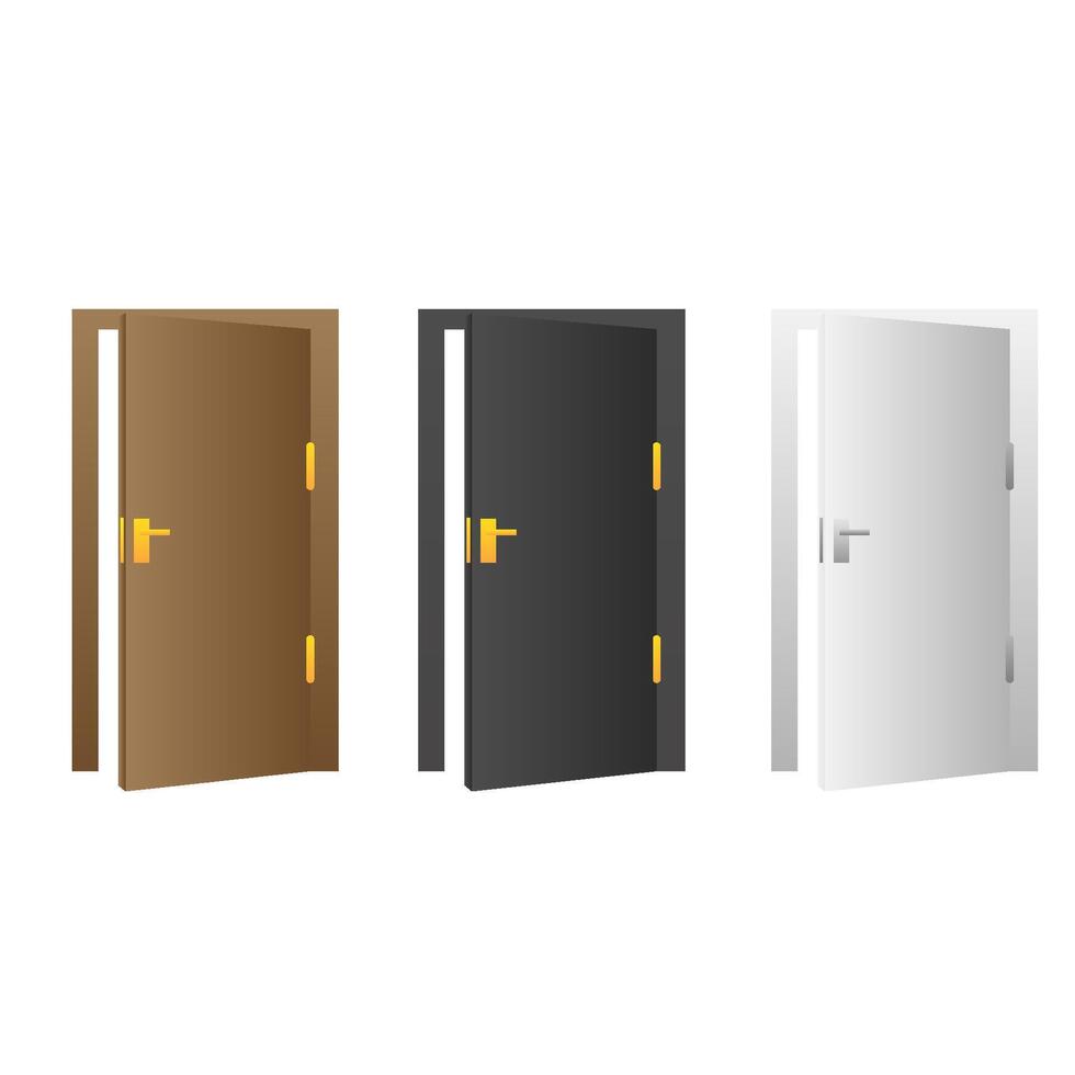 Three doors.Open doors.Interior design. Business concept. Front view. illustration vector