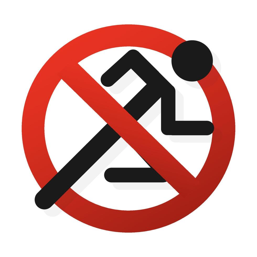 Stop, don't run. No running or jumping icon. Running is prohibited. illustration vector
