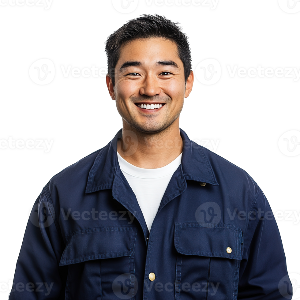 Smiling Mechanic Worker Isolated on Transparent Background png