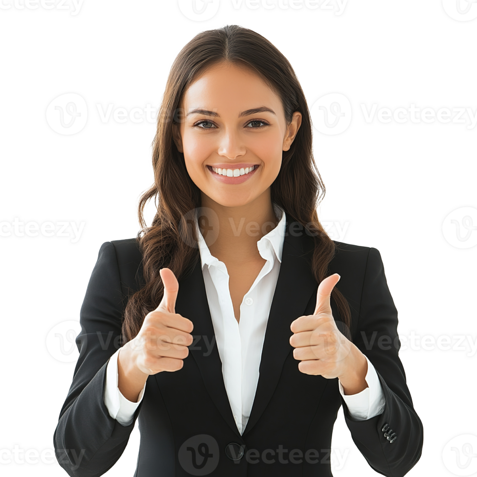 Smiling Businesswoman Giving Thumbs Up, Isolated on the Transparent Background png