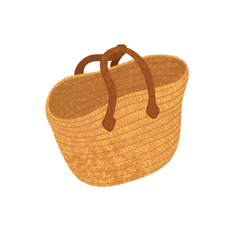 Colorful Illustration of Basket Bag Isolated on White Background vector