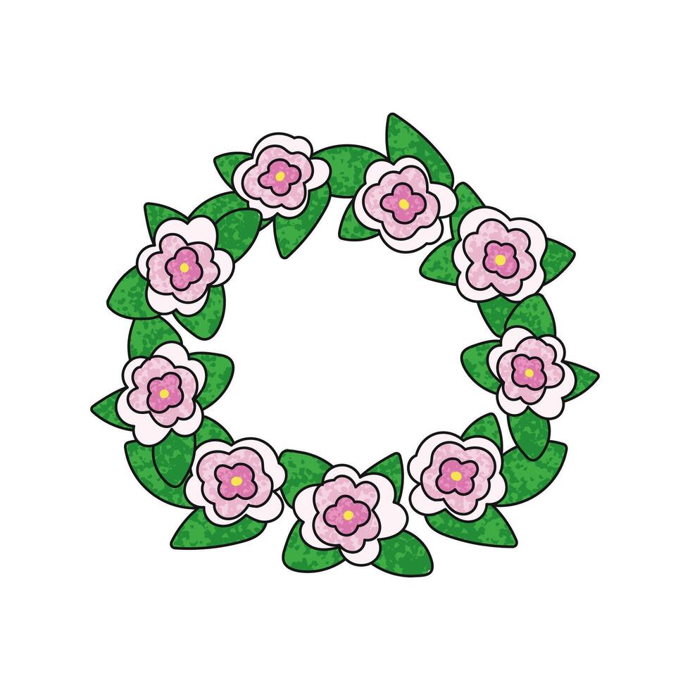 Colorful Illustration of Wreath of Flowers Isolated on White Background vector