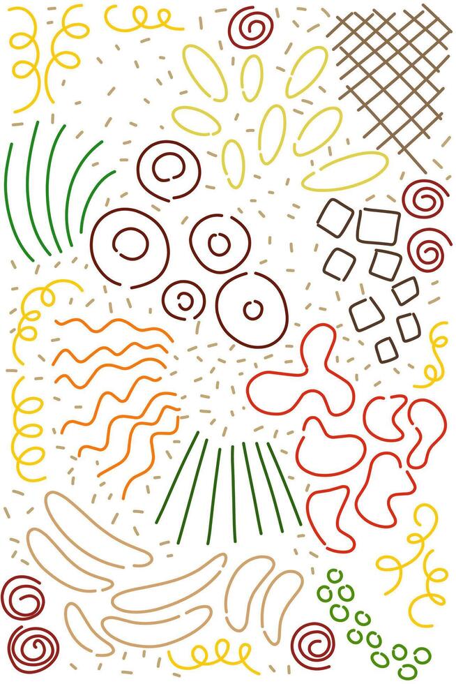 Colorful abstract line art Geometric shapes. doodle abstract vector