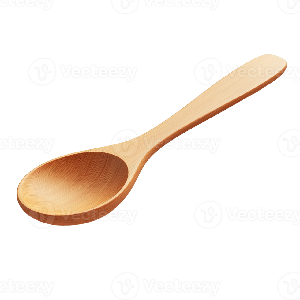 Wooden Kitchen Spoon with Natural Finish Isolated on the Transparent Background png