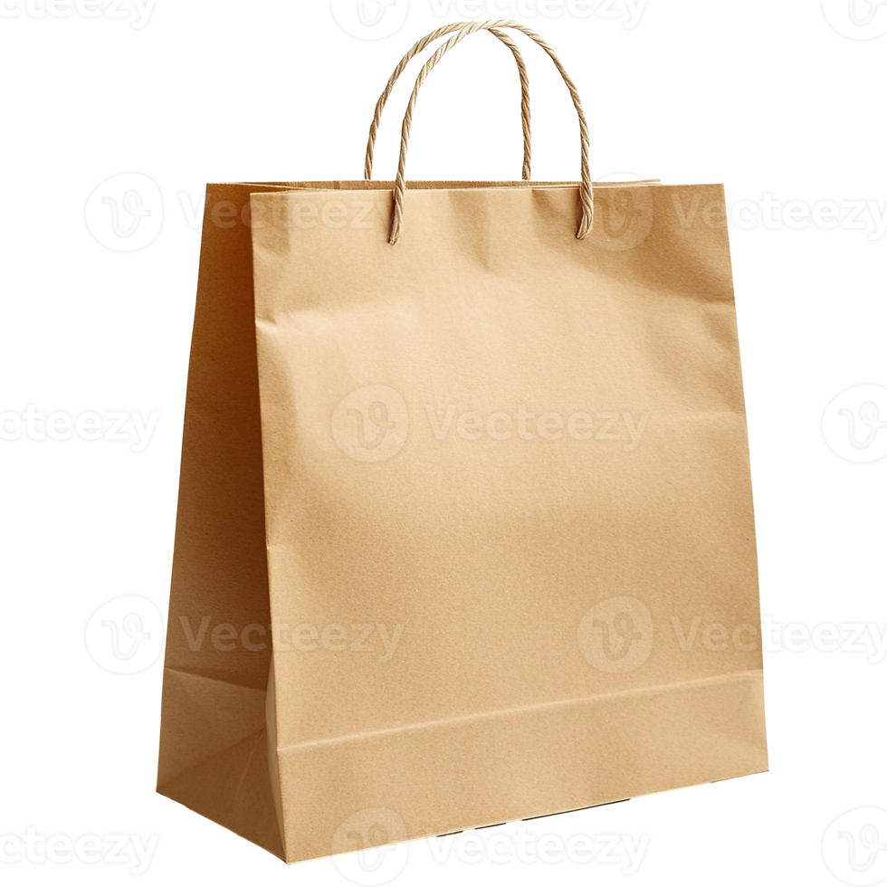 Eco Friendly Brown Paper Bag for Shopping Isolated on Transparent Background png
