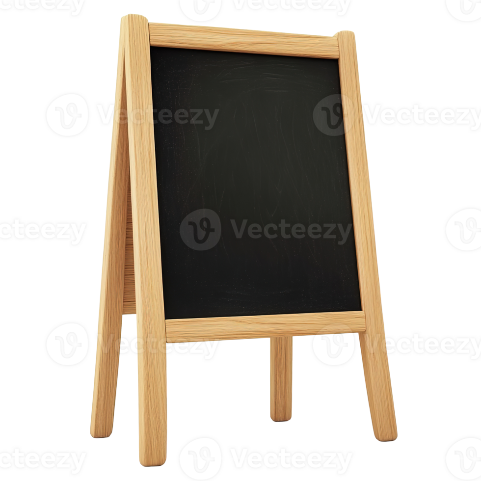 Blank Blackboard with Wooden Frame for Messages or Menu Display Isolated at Transparent Background png