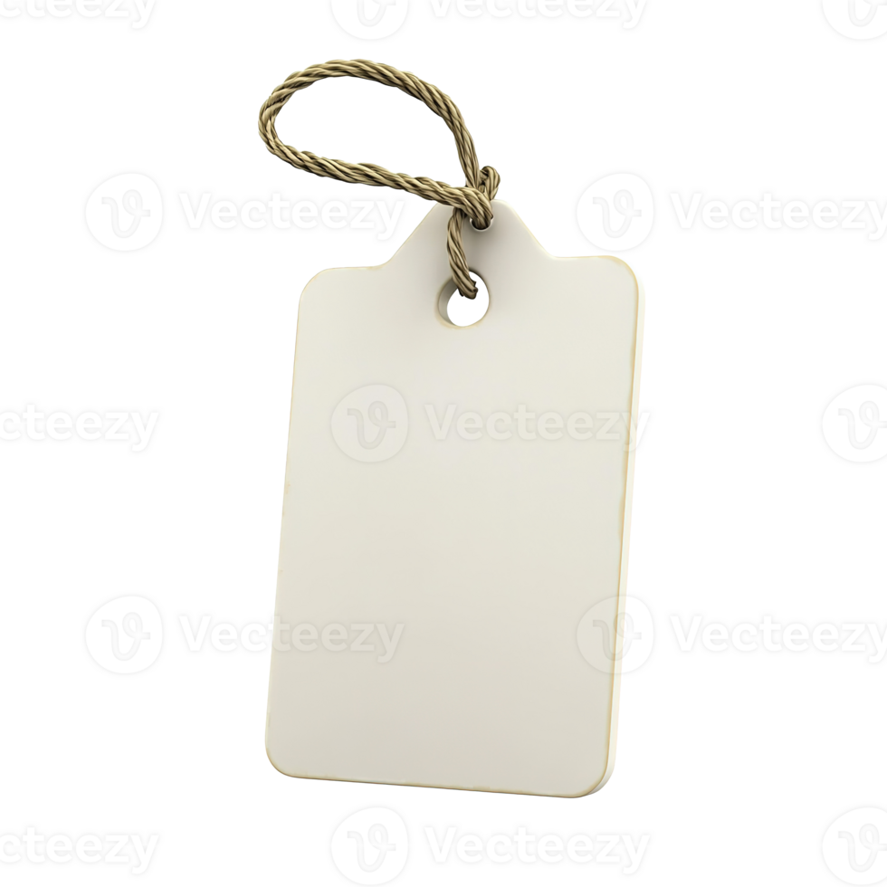 Blank White Tag with a String for Labeling Items or Gift Isolated at Transparent Background png