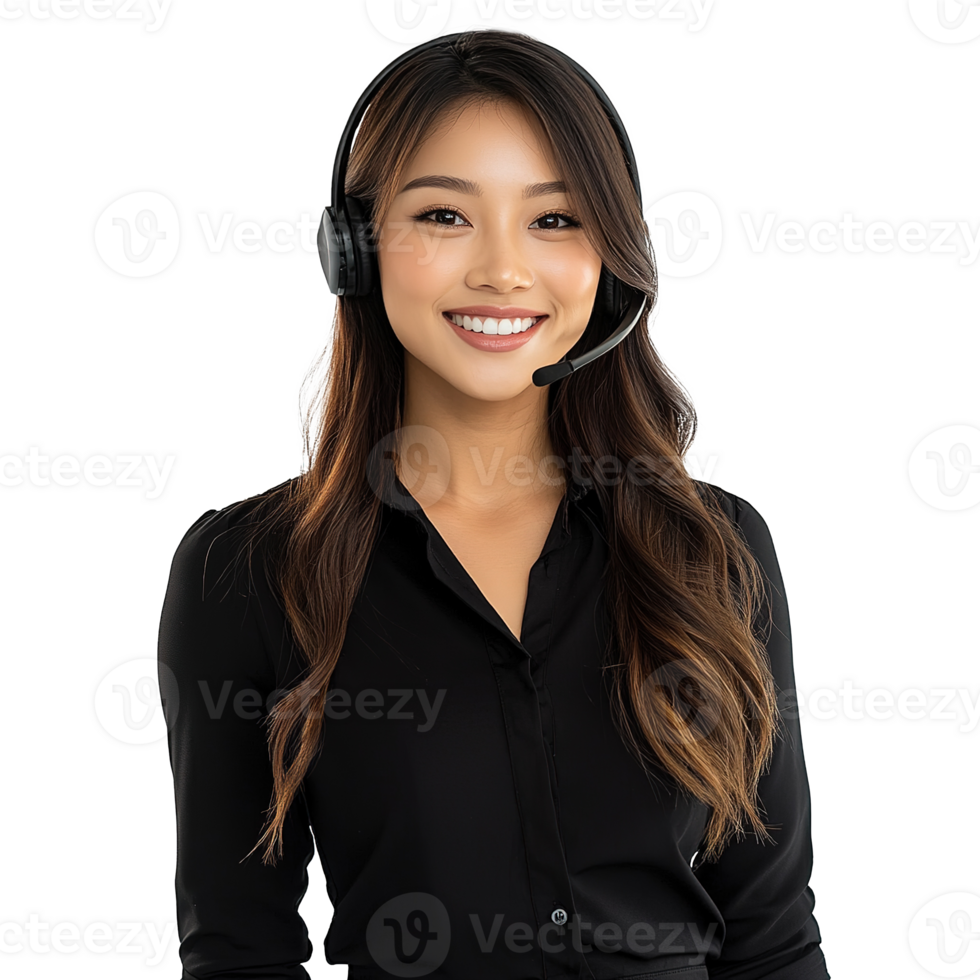 Asian Female Customer Service Representative Isolated on Transparent Background png