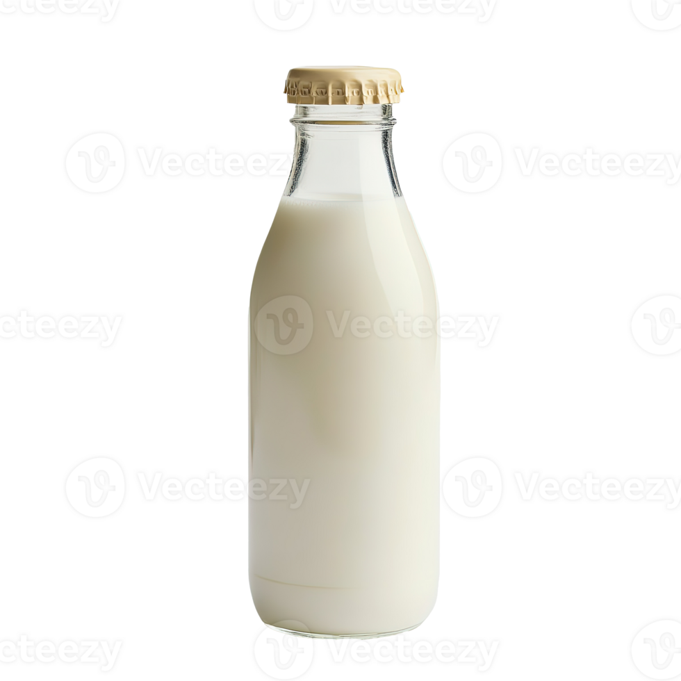 Dairy Fresh Milk in Clear Bottle Cut Out on Transparent Background png