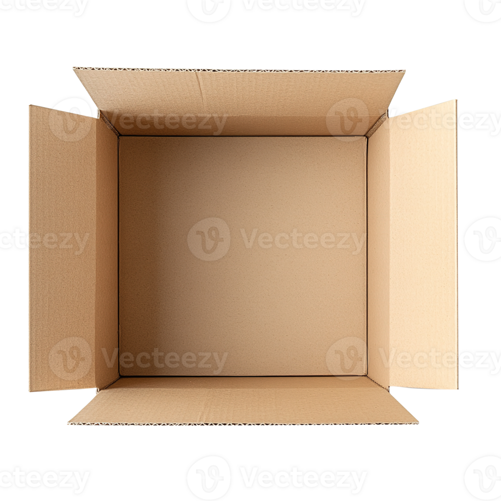 Opened Cardboard Box Isolated at Transparent Background png