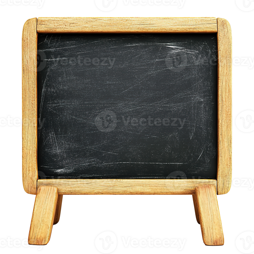 Wooden Framed Blackboard Sign with Blank Surface for Writing Messages, Menus, Advertisements Isolated at Transparent Background png