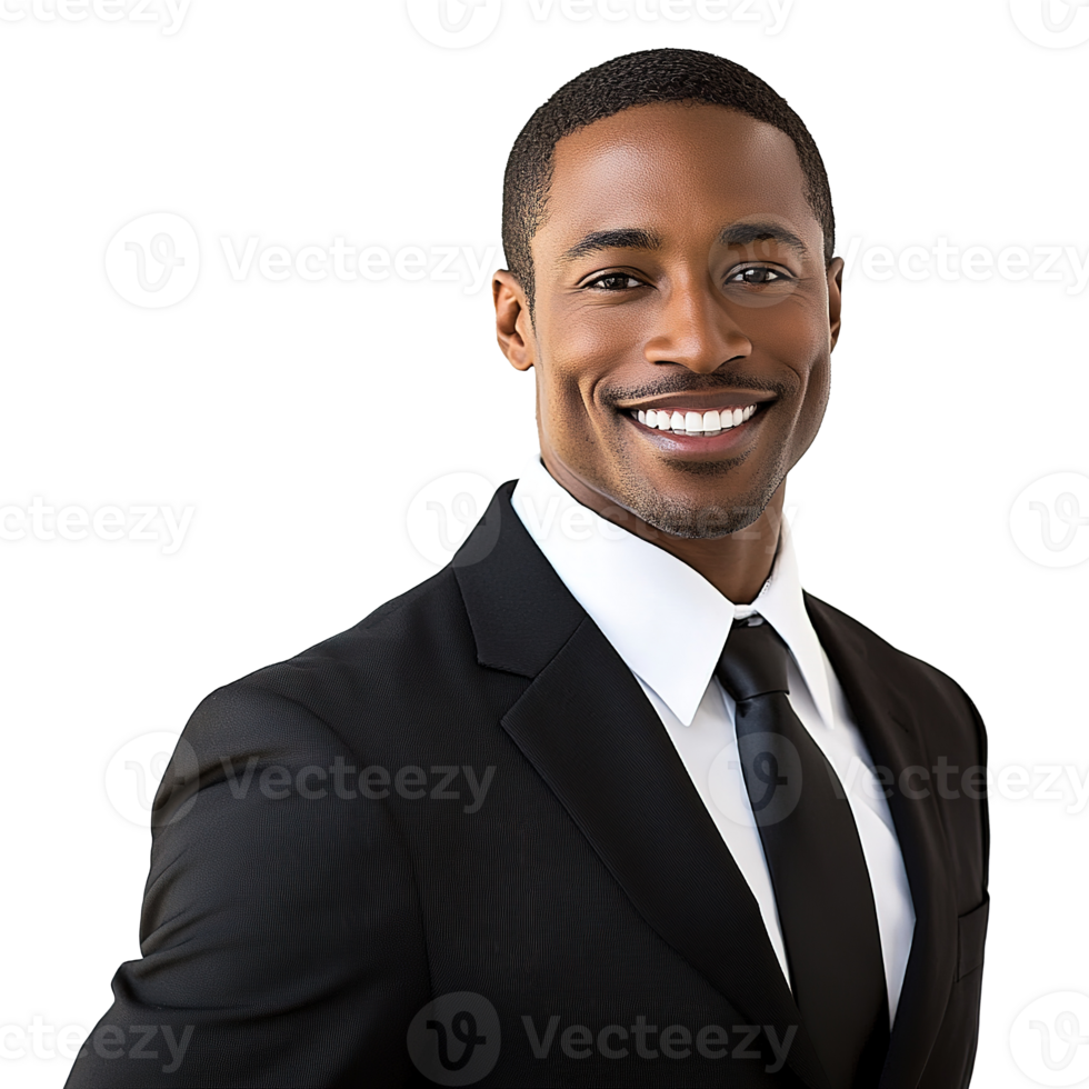 Confident African American Businessman in Suit Smiling and Standing Isolated at Transparent Background png