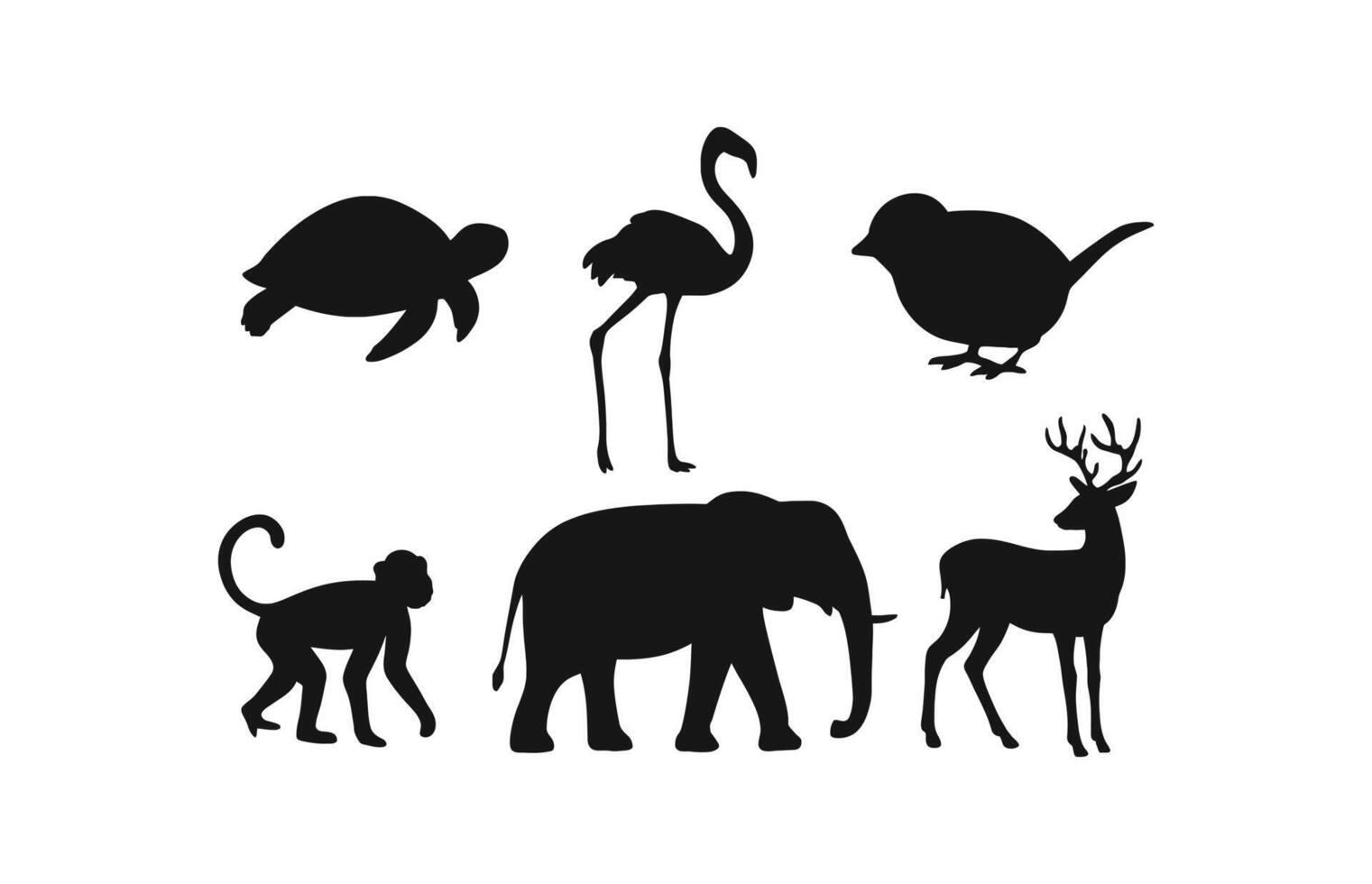 Wild Animal Silhouettes Collection Set vector